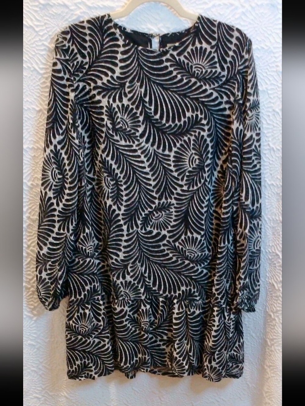 NWT LOFT Dress M Medium Black White Abstract Floral Sleeveless Casual Party